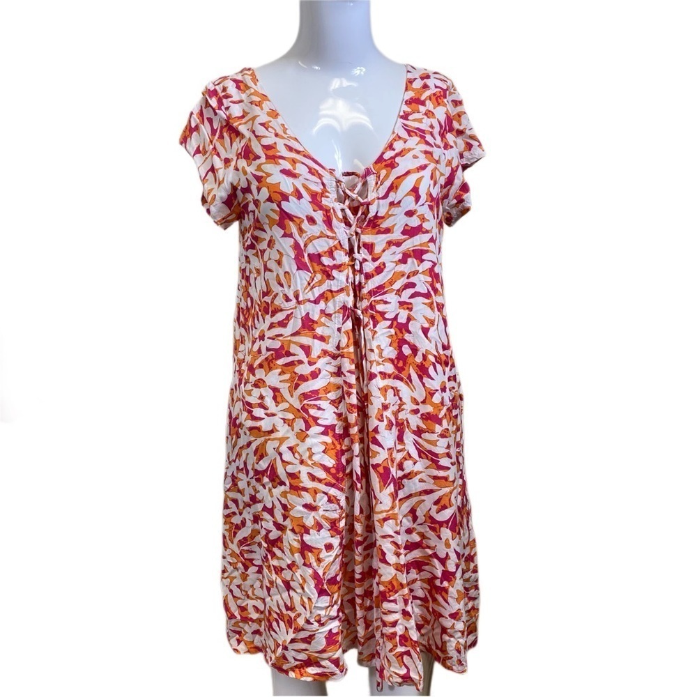 Blue Water Summer Dress - Small - Orange, Red, and White
